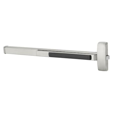 Rim Exit Device, Night Latch, Less Trim, Fire Rated, 48-in, Flush End Cap, Satin Stainless Steel